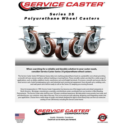 Polyurethane Caster with Ball Bearing 4 Swivel Lock and 2 Brake