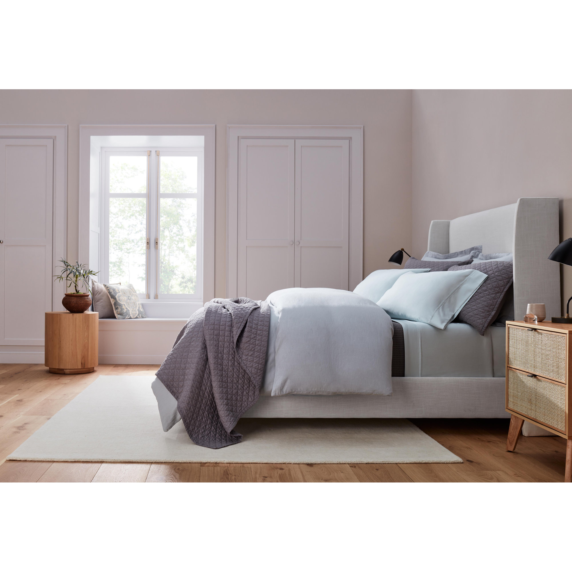 Jeffen Linen Blend Quilt, Charcoal, King/Cal King Quilt