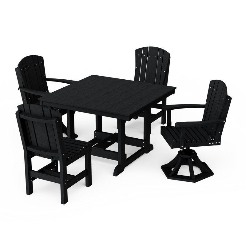 Ensemble repas 5 pièces avec chaises pivotantes Heritage, Noir