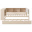 Lit plateforme simple avec tablettes de rangement, lit gigogne, station de charge et tête de lit tapissier, crème-629359457-629359462
