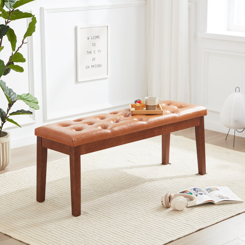 Banc rembourré en similicuir Jerit, Brun cognac
