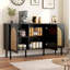 Buffet 56 "à 3 portes avec porte en rotin