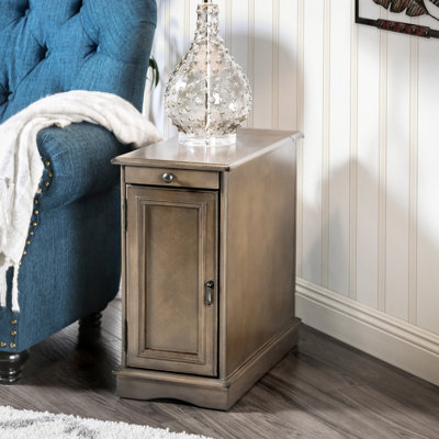 Abrahamson Drum End Table with Built-In Outlets