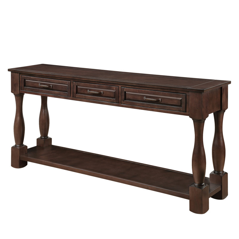 Console 60 po en bois avec 3 tiroirs et 1 tablette inférieure pour le couloir d'entrée