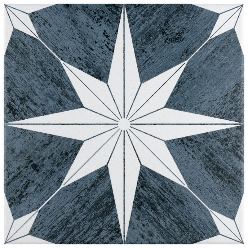Cassis Stella 10" x 10" Porcelain Patterned Wall & Floor Tile, Black Night