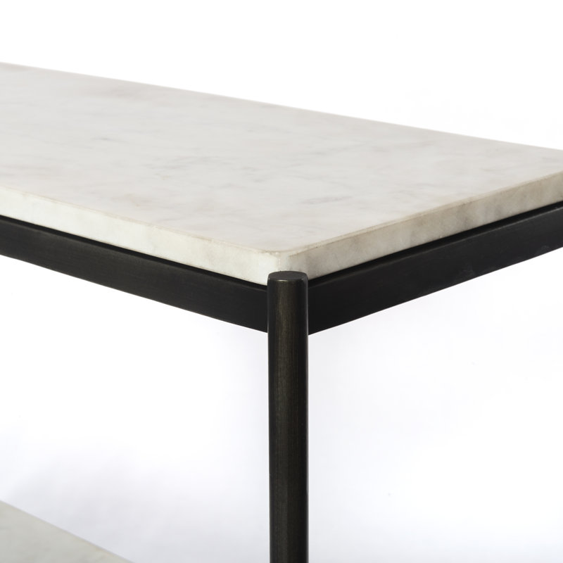 Felix 36'' W Marble Console Table, Hammered Gray