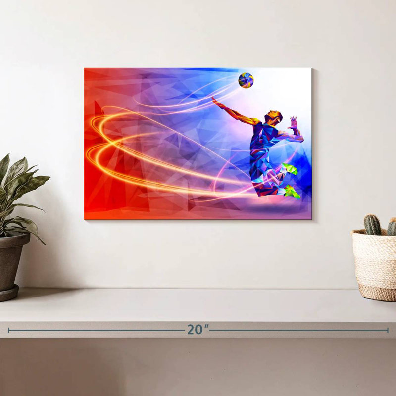 Joueur de volleyball géométrique, H 8 po x l 12 po