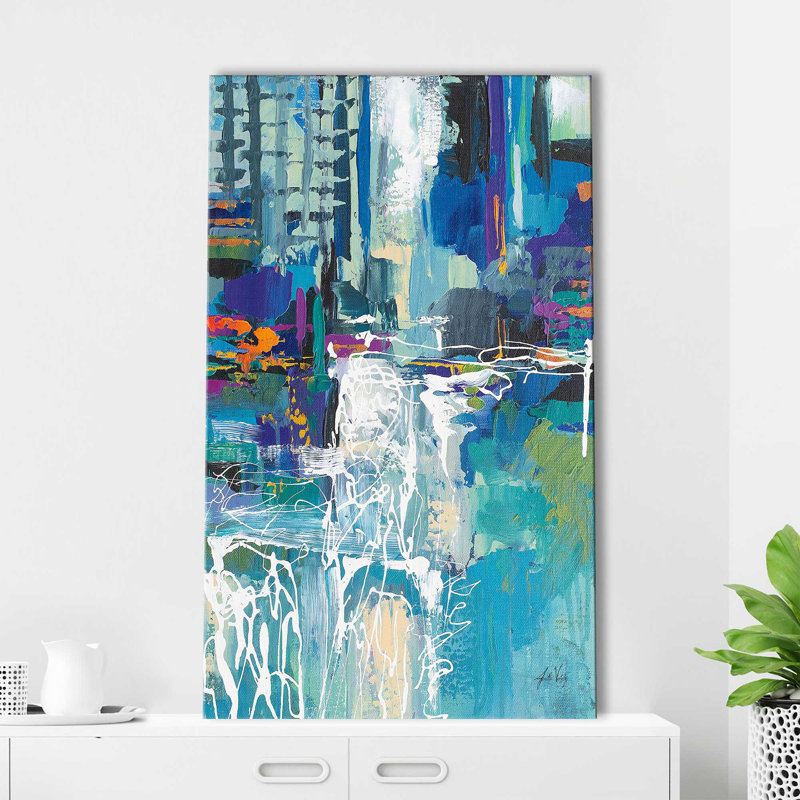 Motion par Jeanette Vertentes - Peinture, Toile tendue, H 60 po x l 36 po x P 1,5 po
