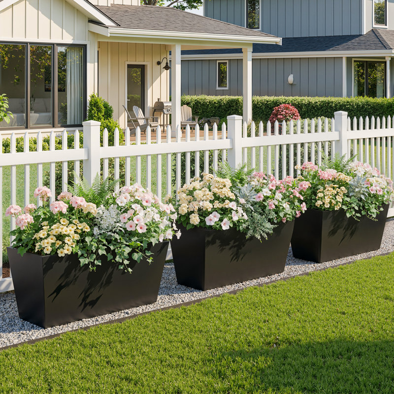 Boîte à fleurs traditionnelle en métal avec trous de drainage H 15 po x l 31 po pour l'intérieur et l'extérieur