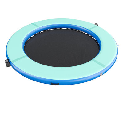 Hamac gonflable de 8 pi, quai flottant rond avec centre en filet, plateforme de radeau de bronzage pour adultes avec poche en filet, pour les fêtes sur le lac et à la plage
