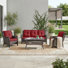 Carolina 5-Person Square Outdoor Conversation Set With 3-Seat Sofa And Armchair
