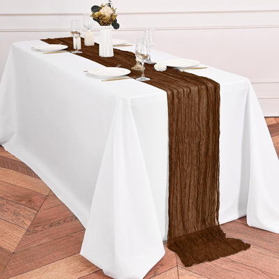 12 Pack Brown Table Runner 10Ft Cheesecloth Table Runner Rustic Gauze Table Runners Romantic Long Sheer Fabric Cheese Cloth Table Runners
