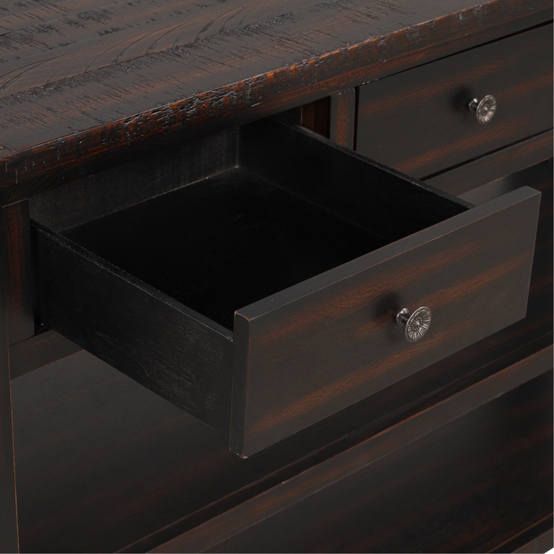 Versatile Wooden Console Table With Storage And Display Functionality, Distressed Black