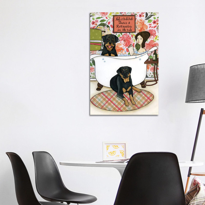 Rottweiler In The Tub by Jamie Morath - Print on Canvas, Wrapped Canvas, 101.6cm H x 66.04cm W x 1.91cm D