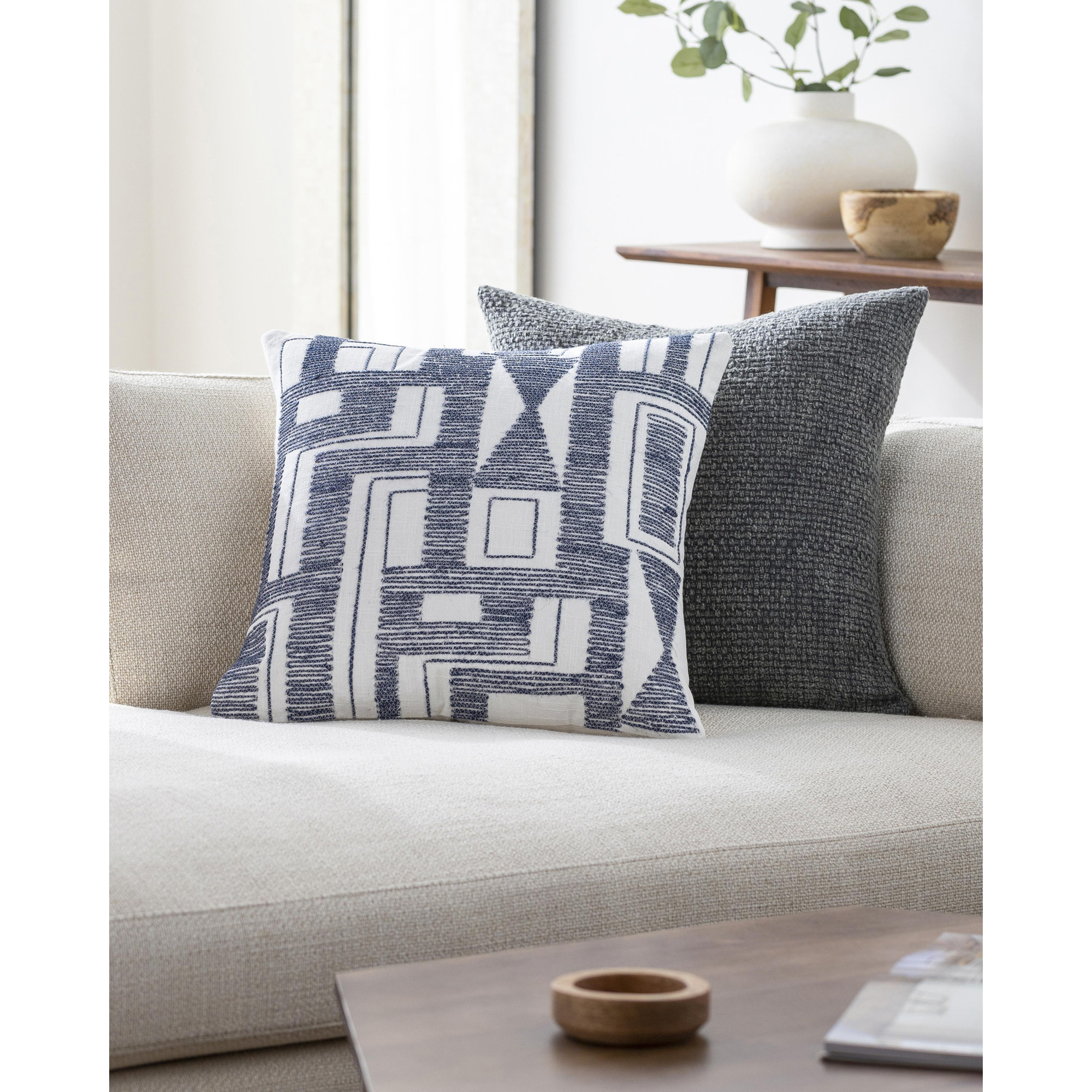 Dania Geometric Shapes Cotton Pillow Cover, 22" x 22", Pillow Cover Only - No Insert