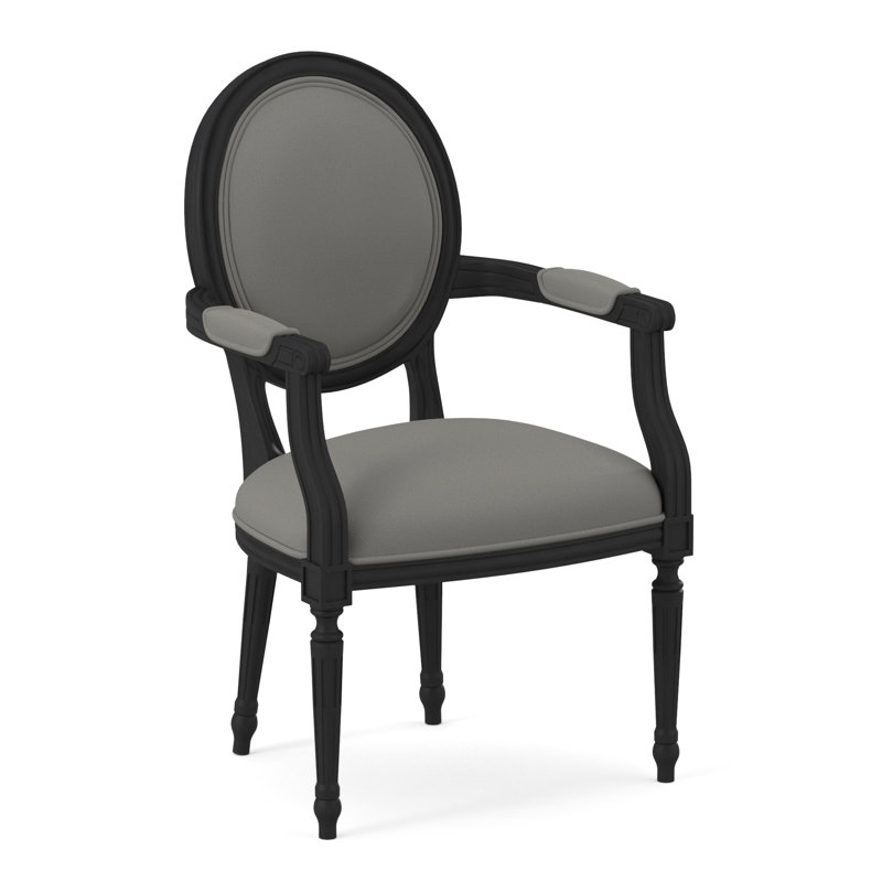 Chaise avec accoudoirs en tissu Dauphin, Espresso, Ivoire pétillant