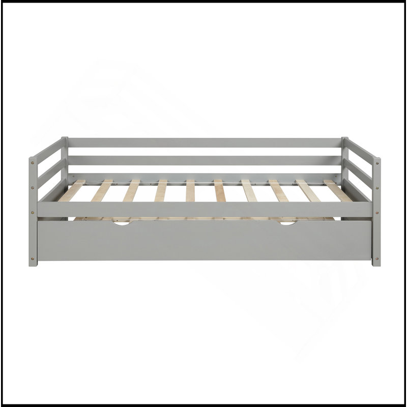 Daybed With Trundle Frame Set, Twin Size, Gray