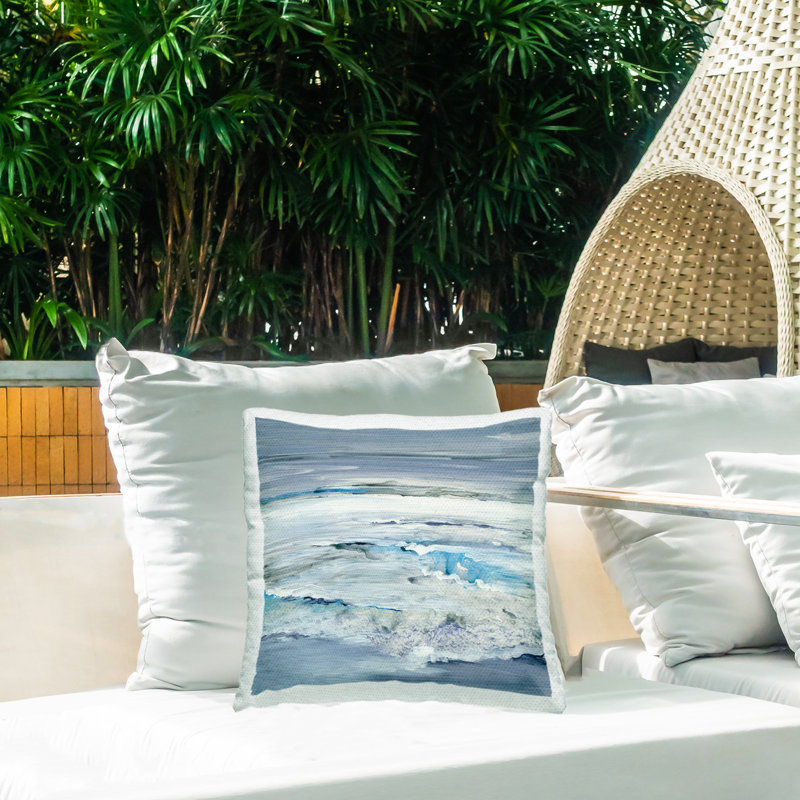 Coussin d'extérieur à imprimé abstrait de vagues ondulées, design par Lera