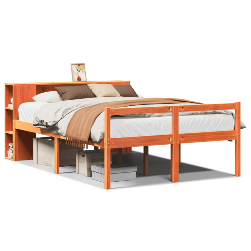 Boyden Solid Wood Bed, 135 x 190 cm, Wax Brown
