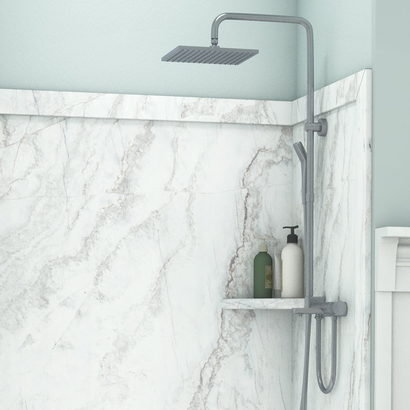 FlexStone Elegance 3-Panel 48"W x 36"D x 80"H Alcove Shower Surround in Calypso, Calypso