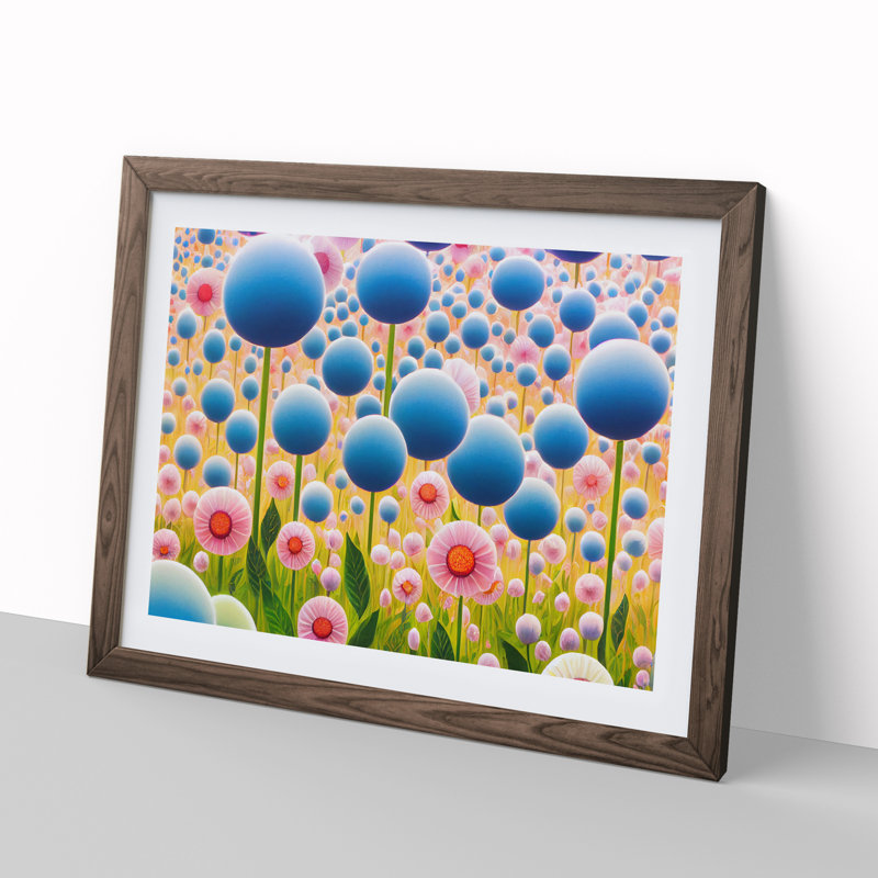 Extraordinary Flower Market - Single Picture Frame Print, 34cm H x 46cm W x 2cm D, Walnut