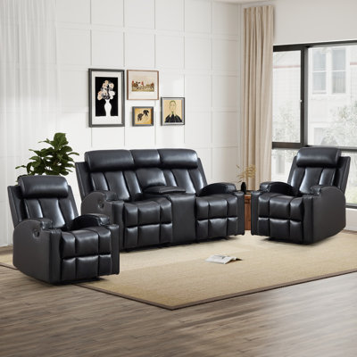 3-Piece Modern Manual Reclining Living Room Set