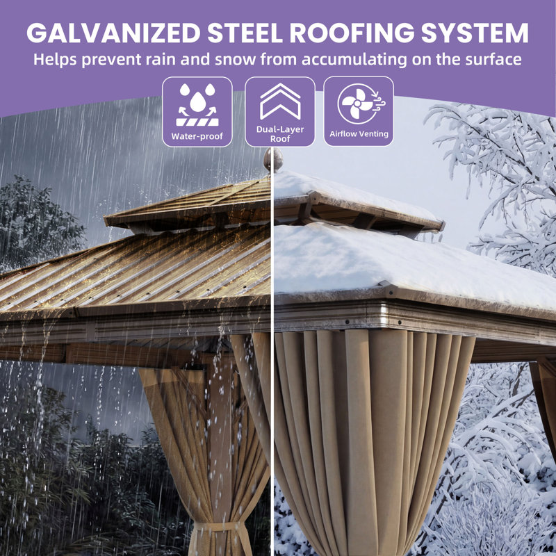 Aluminum Patio Gazebo Permanent Hardtop Gazebos, 10 ft x 10 ft