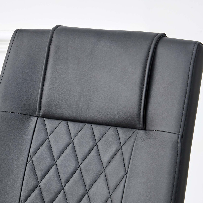 Ensemble de 4 chaises de salle à manger modernes en similicuir avec pattes en métal, Black, Black