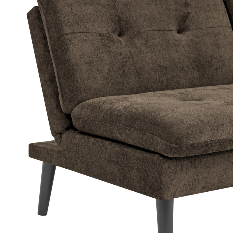 Futon facile à convertir en mélange de polyester avec dossier et siège capitonnés, Polyester brun foncé