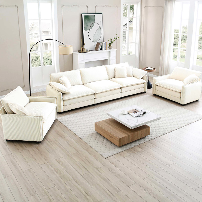 Velours côtelé beige, 5 avec support ergonomique, look cinéma maison, combinaison de design rétro et chic, confort