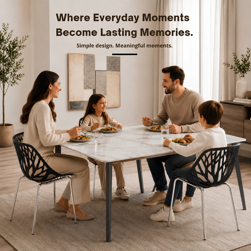 Hadda Stackable Dining Chair with Floral Cutout Back and Stainless Steel Legs – Modern Metal Side Chair for Kitchen, Dining Room, or Restaurant