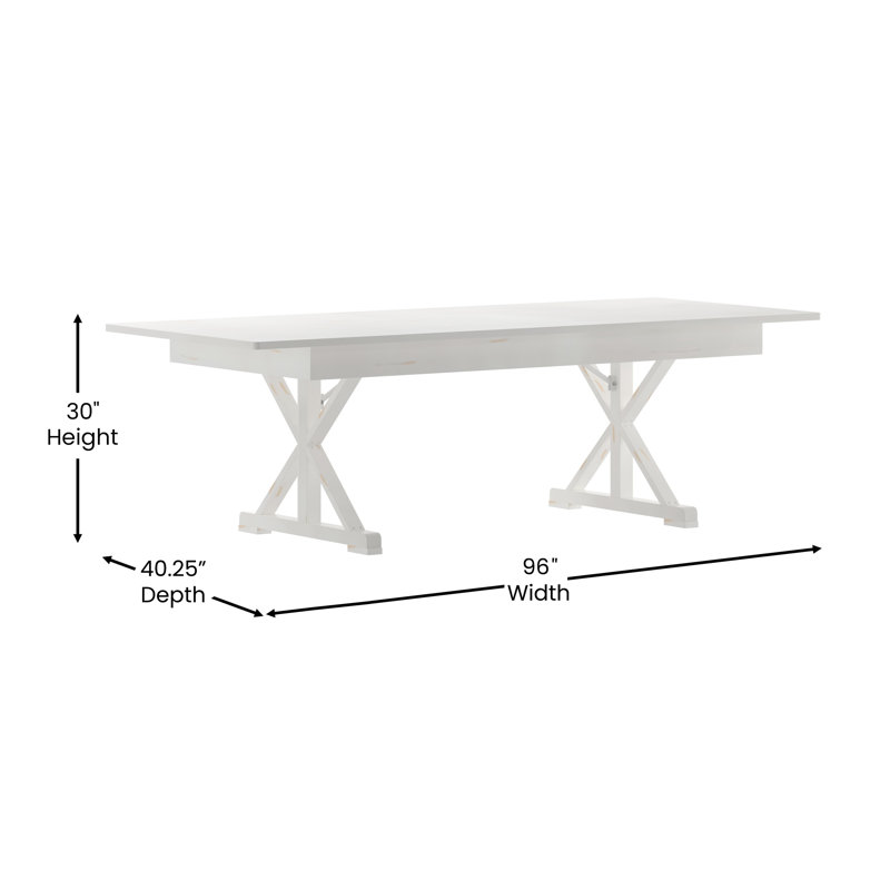Table de salle à manger rectangulaire Eternity, Blanc antique, L 40,25 po x l 96 po