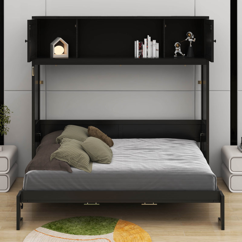 Lit escamotable double avec armoires de rangement