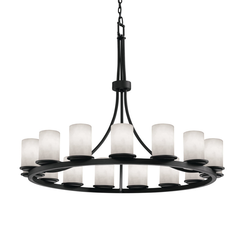 Clouds Dakota Chandelier with Shade, 34" H x 60" W x 60" D, 21, Matte Black