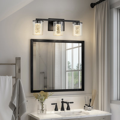 Luminaire de salle de bain Ayushma à intensité variable en cristal à DEL avec abat-jour en verre