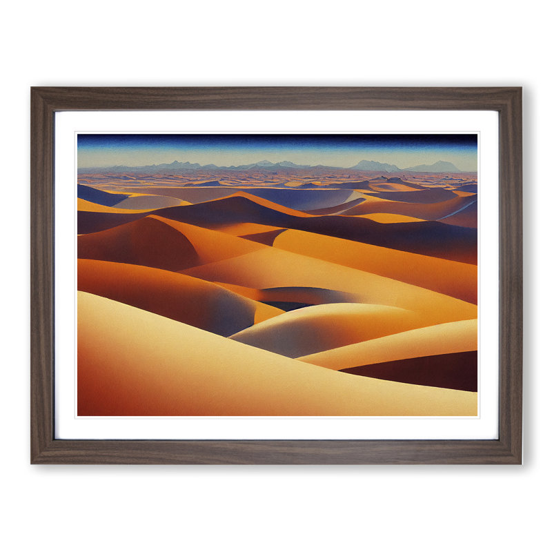 Watercolour Desert Vol.2 1 Piece Single Picture Frame Wall Art, 25cm H x 34cm W x 2cm D, Walnut Framed