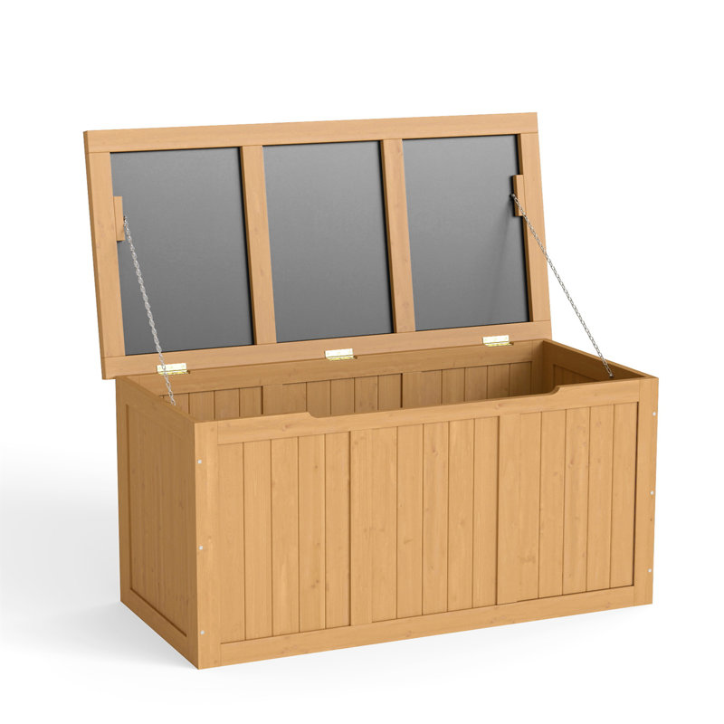 Boîte de rangement en bois massif 67 gallons, Marron clair