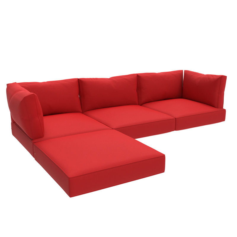 Sunbrella Outdoor Sectional Sofa Replacement Cushions Set, 5 Inch, Canvas Jockey Red