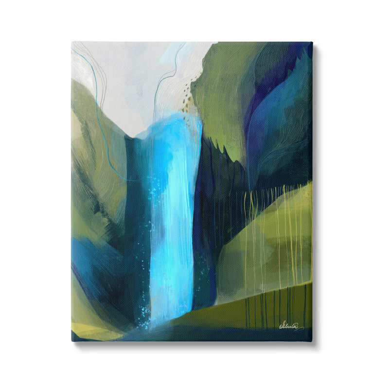 Abstrait cascade abstraite, art mural sur toile par Ishita Banerjee, H 48 po x l 36 po x P 1,5 po