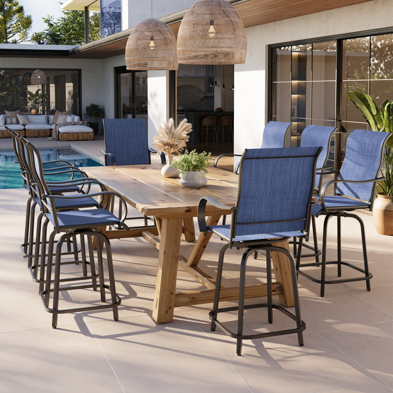 Tabourets de bar pivotants en polyester toutes saisons revêtus de PVC, 8, Bleu