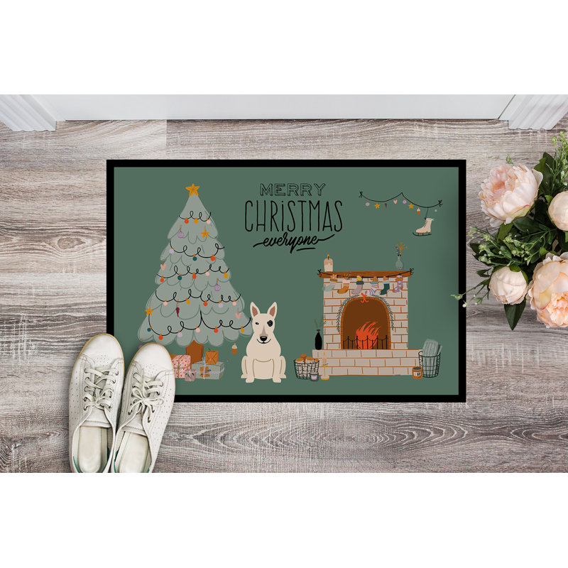 Inniss Non-Slip Outdoor Doormat, White Bull Terrier