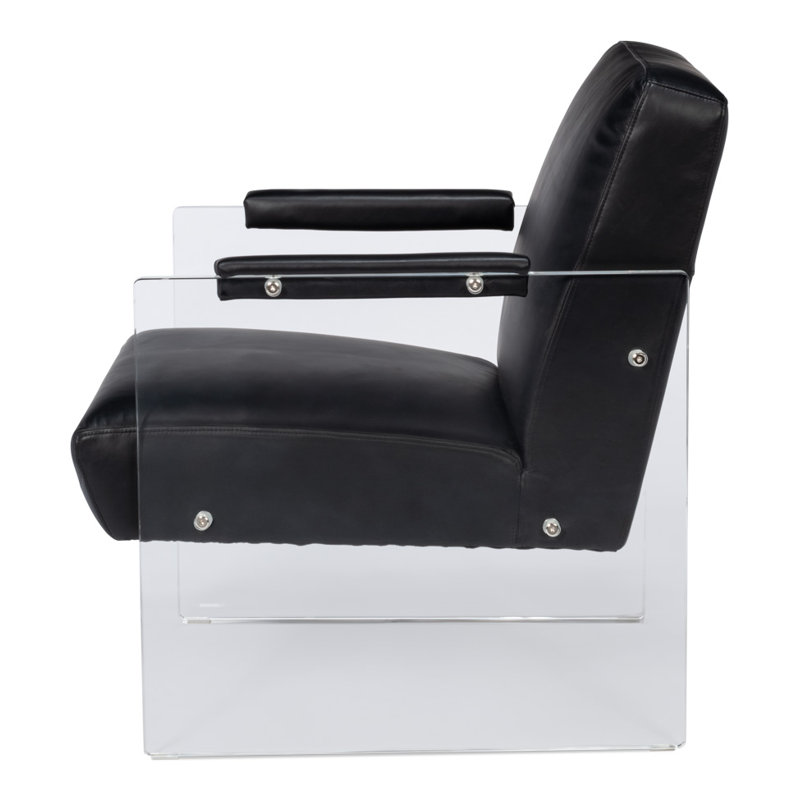 Holloway Leather Armchair, Black Genuine Leather