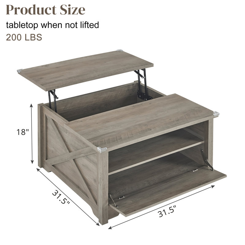 Lift Top Coffee Table, Gray, Gray