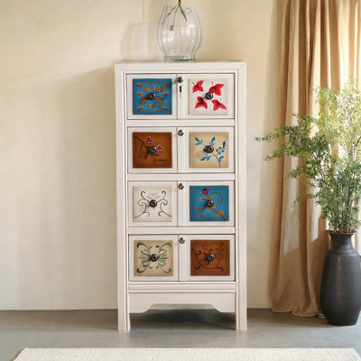 Commode d'appoint en bois massif rétro peinte à la main