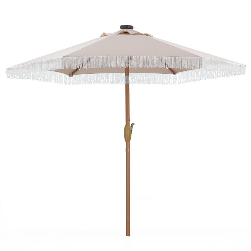 Parasol de marché éclairé avec manivelle 90 po Oshiro, Brun clair