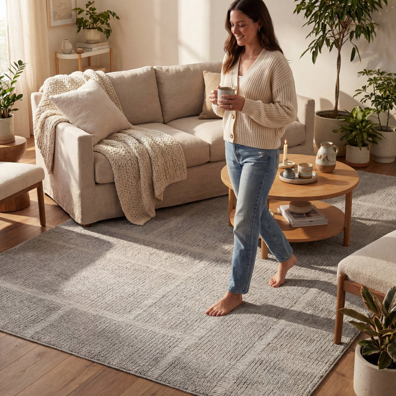 Tapis bohème Cerisse, Gray, Rectangle 7'6" x 9'6"
