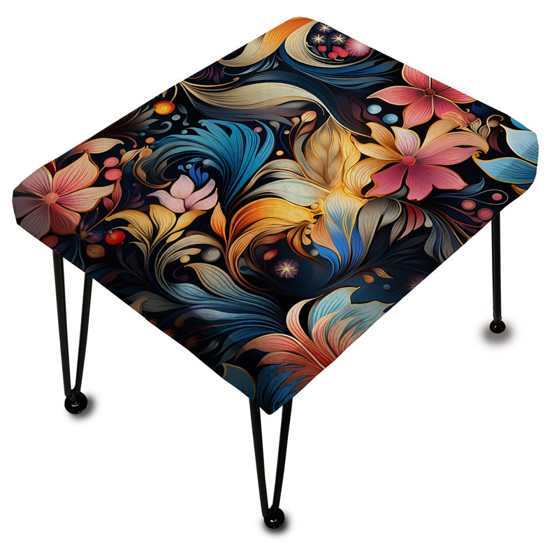 Harmonie cosmique bleue et rose avec repose-pieds rectangulaire floral