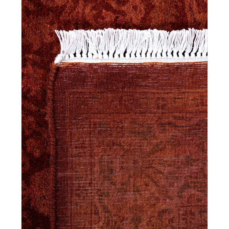 Overdyed Hand-Knotted Wool Modern-Contemporary Red Area Rug 3' 1" x 5' 3"