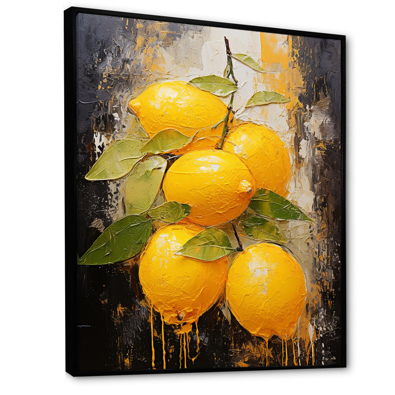 Lemon Loops Abstract Shapes I - formes abstraites, art mural, Cadre flottant noir, H 32 po x l 16 po x P 1 po