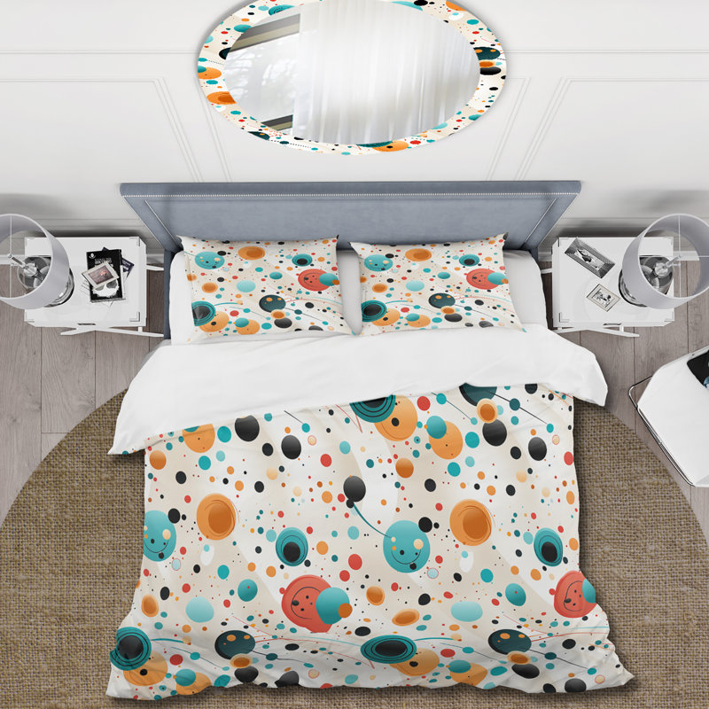 Ensemble de housse de couette à pois Cultural Diversity Polka Dots Pattern I, Housse de couette pour très grand lit et 2 très